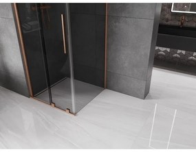Mexen Velar, sprchový kút s posuvnými dverami 100 x 100 cm, 8mm šedé sklo, medená matná, 871-100-100-41-65