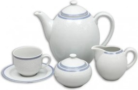 Thun kávová súprava Opal krajka s modrou linkou 17-dielná