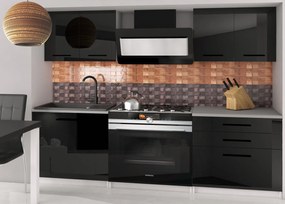 Kuchynská linka Belini 120 cm čierny lesk s pracovnou doskou Tiesto2  INF TIESTO2/3/WT/B/0/B1