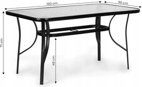 Sklenený záhradný stôl 160x70 cm