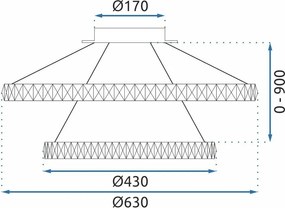 Toolight Toolight, LED závesné osvetlenie 60cm, G044-2CP, chrómová, OSW-06312