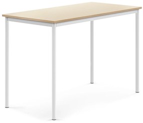 Stôl SONITUS, 1400x700x900 mm, HPL - breza, biela