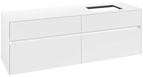 VILLEROY &amp; BOCH Collaro závesná skrinka pod umývadlo na dosku (umývadlo vpravo), 4 zásuvky, s LED osvetlením, 1600 x 500 x 548 mm, White Matt, C122B0MS