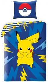 Bavlnené posteľné obliečky Pokémon Pikachu - motív Bleskový šok - 100% bavlna - 70 x 90 cm + 140 x 200 cm