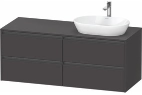 DURAVIT Ketho 2 závesná skrinka pod umývadlo na dosku (umývadlo vpravo), 4 zásuvky, 1400 x 550 x 568 mm, grafit super matná, K24898R80800000