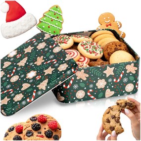 VILDE Plechová dóza na cukrovinky / sušienky, vianočný motív, 15 x 15 x 6,5 cm