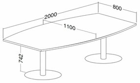 Konferenčný stôl ProOffice 80/110 x 200 x 74,2 cm