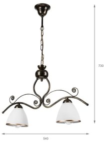 Luster na reťazi RETRO 2xE27/60W/230V bronzová/patina