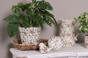 Keramický dekoračný vtáčik s ružovými kvetmi Lillia L - 19*11*14 cm