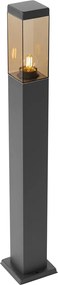 Inteligentné vonkajšie stĺpikové svietidlo tmavosivé s dymovým sklom 80 cm vrátane WiFi P45 - Malios