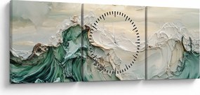 Obraz - 3D abstrakcie mora (s hodinami) (90x30 cm)