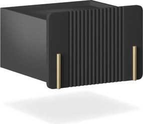 Závesný nočný stolík Malmi 45 cm - čierny mat / zlatá