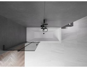 Mexen Velar L, 2-krídlová posuvná vaňová zástena 75 x 150 cm, 8mm šedé sklo, čierna matná, 896-075-003-41-70