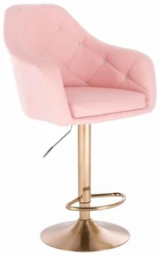 LuxuryForm DESIGN Barová stolička ROMA na zlatom tanieri - ružová