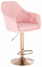 LuxuryForm DESIGN Barová stolička ROMA na zlatom tanieri - ružová