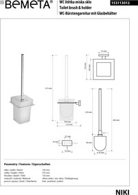 Bemeta Design NIKI: WC kefa, na zavesenie, sklo - 153113012