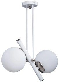 Biele/v striebornej farbe závesné svietidlo so skleneným tienidlom ø 15 cm Libra – Squid Lighting