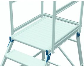 Zarges Hliníkový pojazdný rebrík s plošinou, 4 priečky, výška plošiny 0,96 m