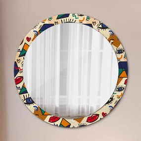 Okrúhle ozdobné zrkadlo Štýl pop umenia fi 90 cm