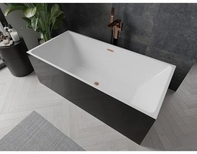 Mexen Nita, voľne stojaca vaňa 170 x 80 cm, biela-čierna, medený prepad, 52091708075-65