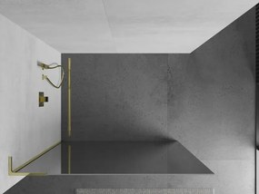 Mexen Kioto L, sprchová zástena Walk-In 70 x 200 cm, 8mm sklo vzor zrkadlo, zlatý lesklý profil,800-070-103-50-50