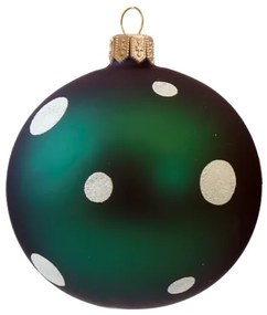 Vianočná sklenená guľa zelená bodka