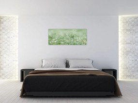 Obraz - Ranná rosa na steblach trávy (120x50 cm)