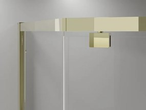 Mexen Exo, päťuholníkový výklopný sprchový kút 80 x 80 cm, číre sklo, zlatá, 812-080-080-50-00