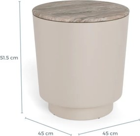 Konferenční stolek Cangas 45 cm béžový mat/hnědý mramor lesk