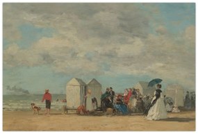 Obraz - Eugène Boudin, Beach Scene , reprodukcia (90x60 cm)