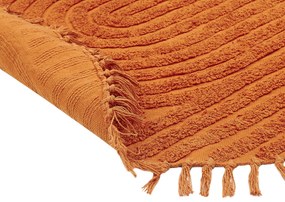 Okrúhly bavlnený koberec ø 140 cm oranžový HALFETI Beliani