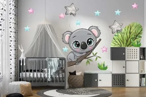 Nálepka na stenu pre deti roztomilá koala vo hviezdach 150 x 300 cm