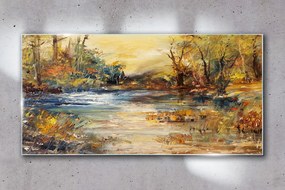 Skleneny obraz Abstrakcie lake les