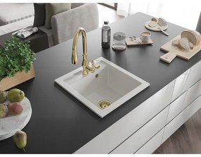 Mexen Vito, 1-komorový granitový drez 520x490x210 mm a drezová batéria Savita, biela, 6503-20-672601-50