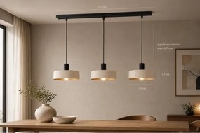 Luster na lanku LATTE 3xE27/60W/230V béžová/čierna