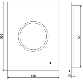Mexen Koga, LED kúpeľňové zrkadlo s podsvietením 60 x 80 cm, 6000K, ochrana proti zahmlievaniu, 9821-060-080-611-00