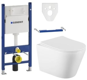 Závesný set GEBERIT Duofix Basic+ WC RICO Rimless 48 x 35 cm + pomaly padajúca doska Slim, biela, 3372XX00+39040100