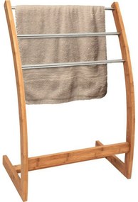 MSV Bambusový stojan na uteráky 3 tyče 57 x 35 x 85 cm