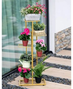 Kondela Kovový stojan na kvety, zlatý, BAMIR TYP 3