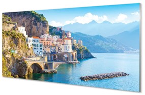 Obraz na akrylátovom skle Taliansko pobrežie morské stavby 140x70 cm