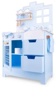 New Classic Toys - Drevená kuchynka s príslušenstvom modrá