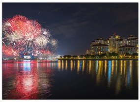 Obraz ohňostroja v Singapure (70x50 cm)