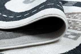 Dywany Łuszczów, Detský kusový koberec Fun Track cream, 80x150, čiernobiela, detská izba