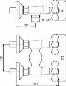 Novaservis Retro II, sprchová batéria bez príslušenstva 100 mm, chrómová, 99164/1,0