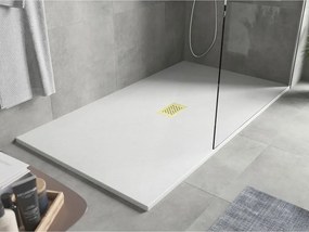 Mexen Hugo, obdĺžniková sprchová vanička SMC 160 x 100 cm, biela, zlatá krytka, 42101016-G