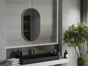 Mexen Loft oválne kúpeľňové zrkadlo 85 x 50 cm, zlatý rám - 9851-085-050-000-50