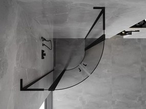 Mexen Mist L, štvrťkruhový sprchový kút s 2-krídlovými dverami, 80 x 80 cm, 8mm číre sklo, čierny profil, 8A32L-080-080-70-00