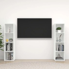TV skrinky 2 ks lesklé biele 142,5x35x36,5 cm drevotrieska