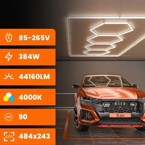 LED stropné svietidlo LED/426W/85-265V 4000K 484x243 cm CRI 90 IP44 biela