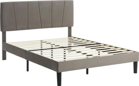 HOMCOM Rám Postele s Dvojlôžkom, 140 x 190 cm, Postel pre 2 osoby, Kovový Rám, Nastaviteľný Čelník, s Latkovým Podstavcom, Úložný Priestor pod Postelo
